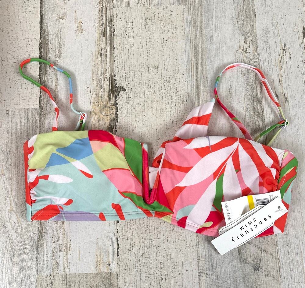 Sanctuary Womens M Tropic Mood V-Wire Bandeau Bikini Top NWT
